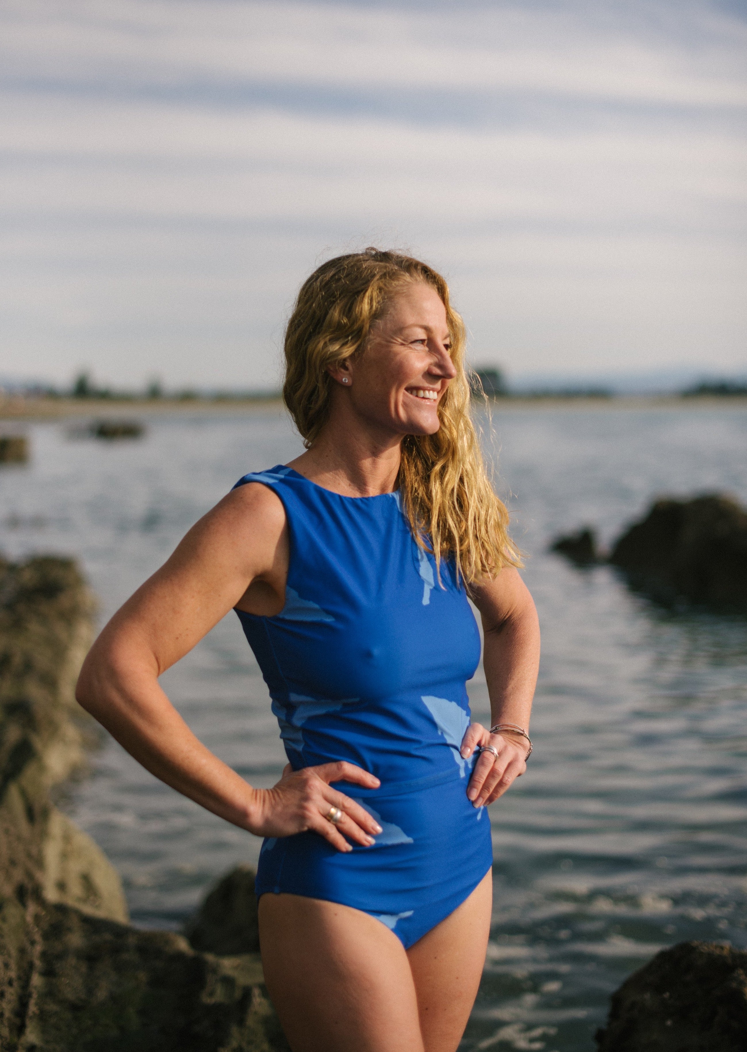 UPF 50+ Blue Astrid Full Coverage Swim Bottoms front 2
