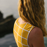 UPF 50+ Yellow Saros Sleeveless Top Back closeup