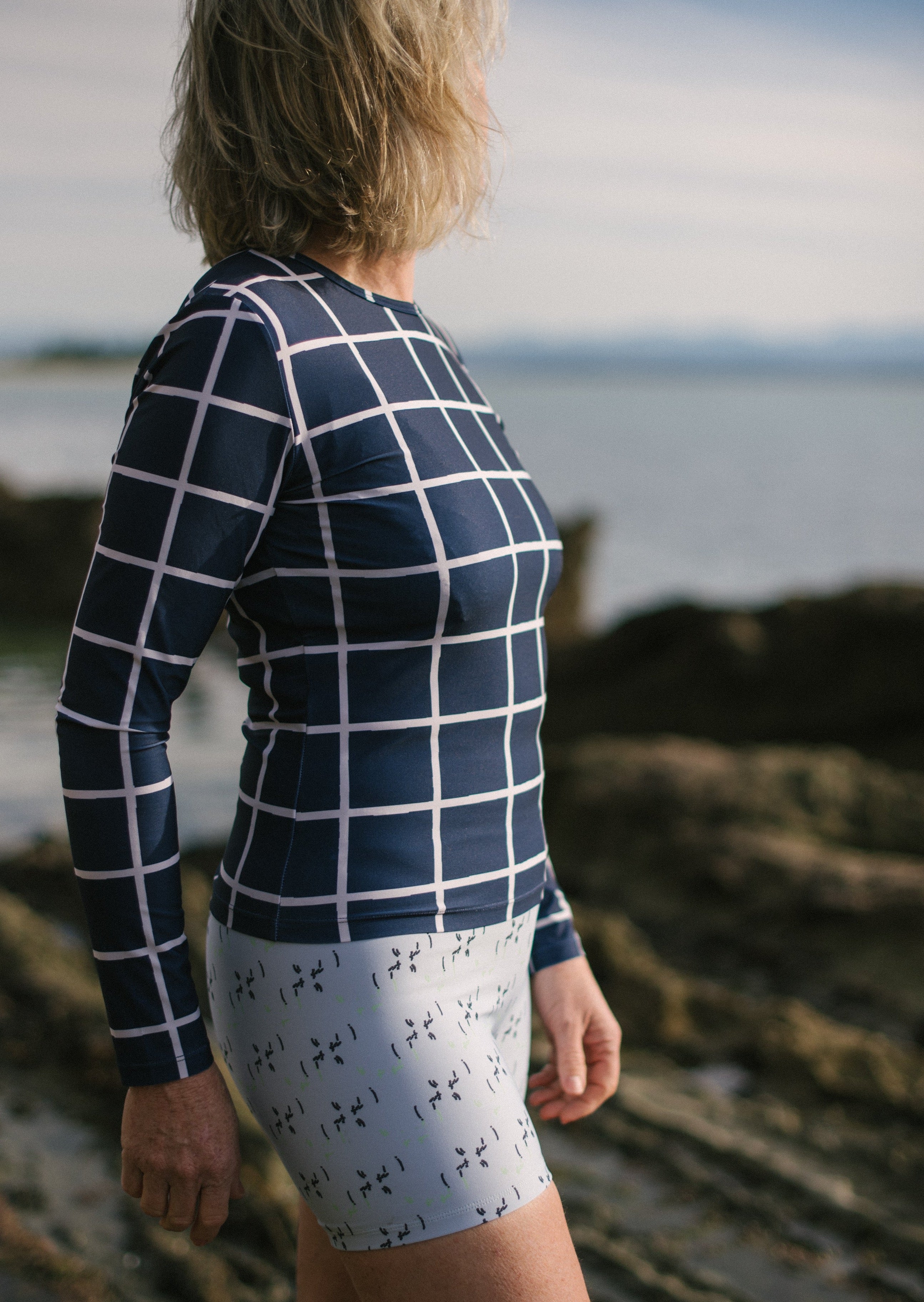 Long SleeveUPF 50+  Navy Saros Rash Top  side 2
