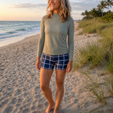 Long Sleeved Ribbed Rash Top - Sage Green