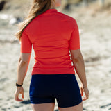 Short Sleeved Ribbed Rash Top - Tangerine