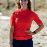Short Sleeved Ribbed Rash Top - Tangerine