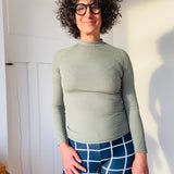 Long Sleeved Ribbed Rash Top - Sage Green