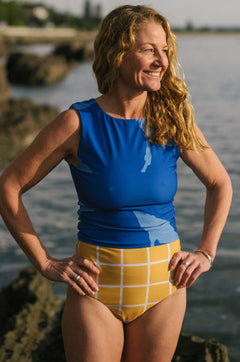 Yellow Saros Full Coverage Swim Bottoms front 