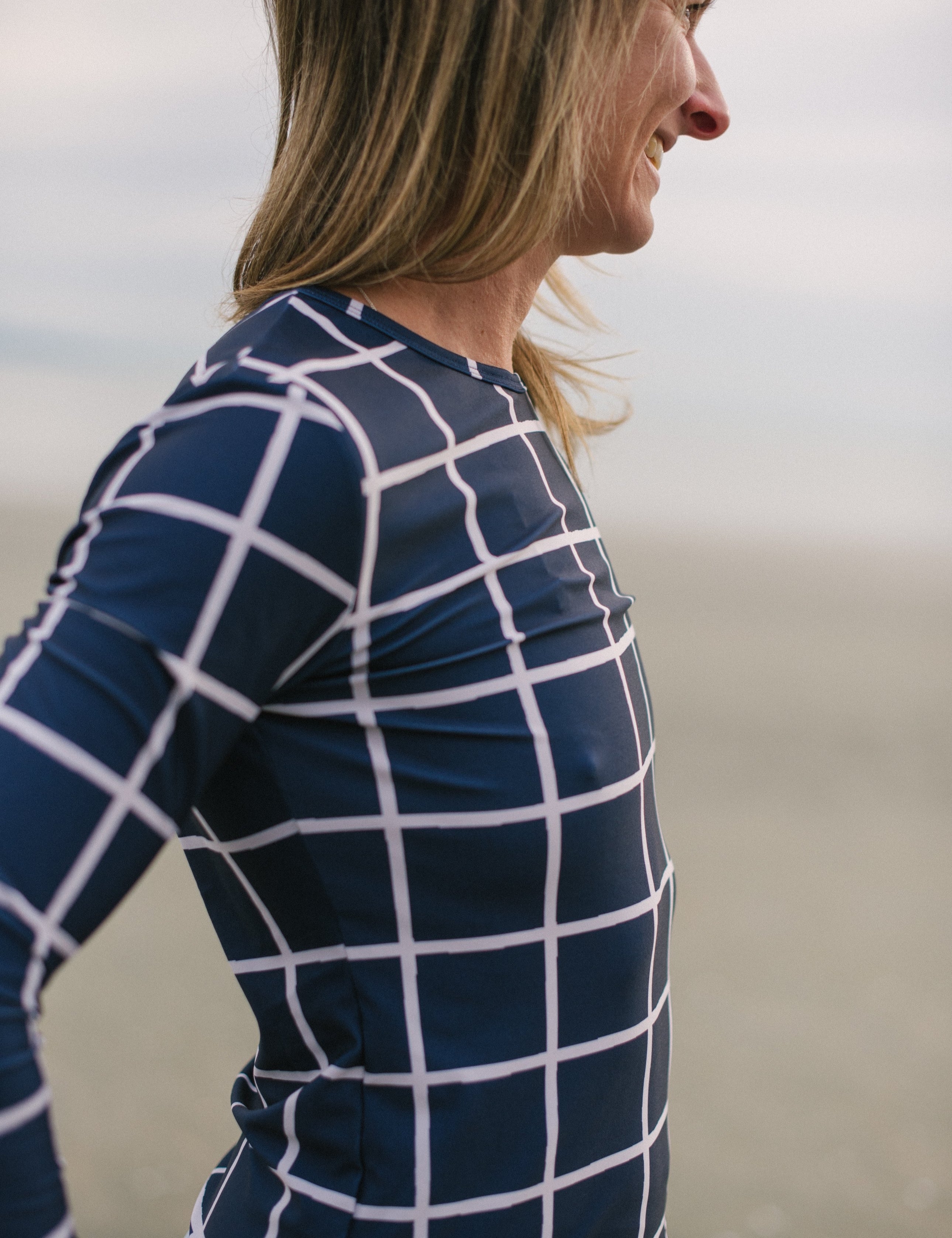 Navy Saros Rashtop side UPF 50+ swimwear