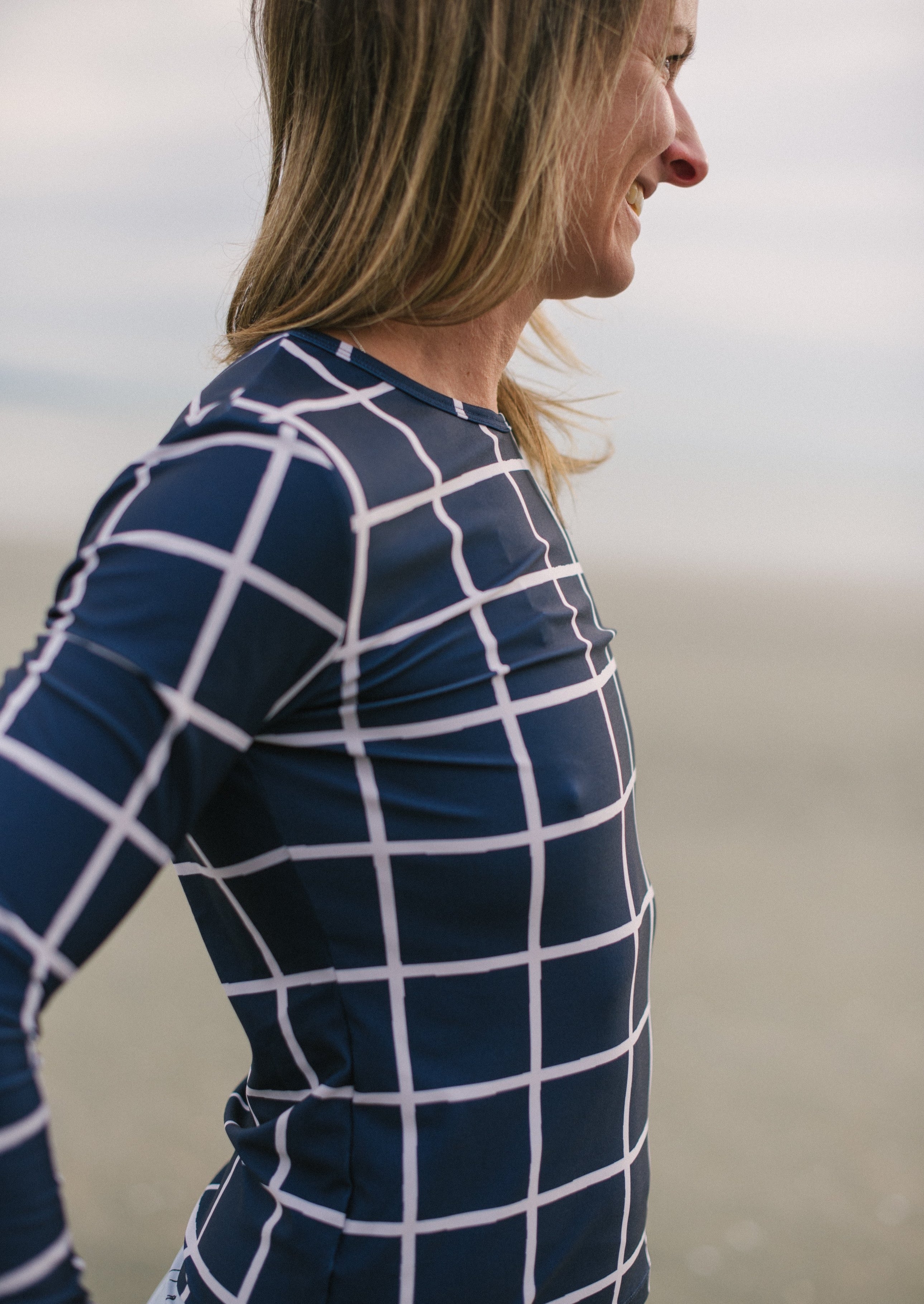 Navy Saros Rashtop side UPF 50+ swimwear